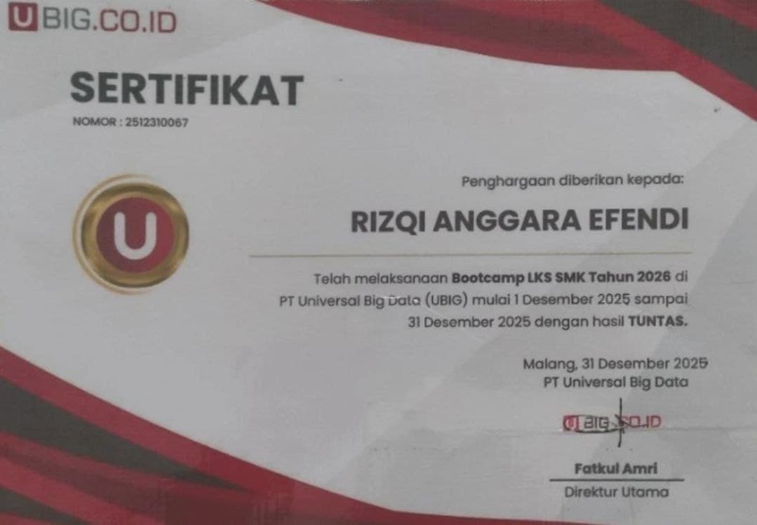 Rizqi Anggara PT UBIG Certificate